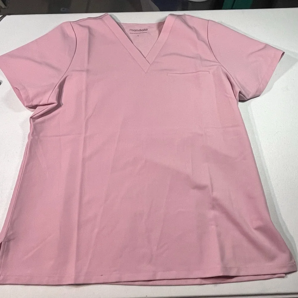 Mandala Women's Scrub Set Size M Bottoms Size‎ L Top Two Tone Pink Set